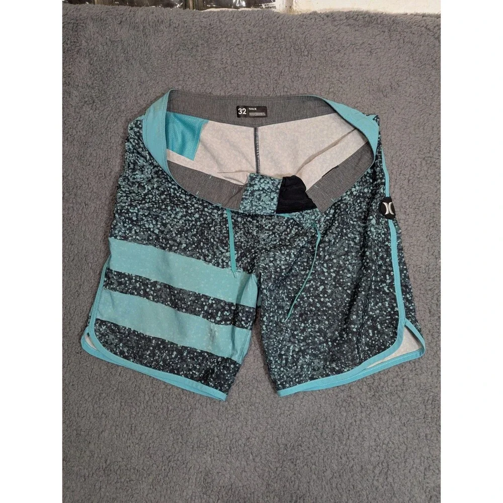 Hurley Phantom Board Shorts Mens 32 Blue Teal Surf Swim Stretch Quick Dry
